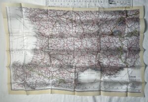 Cloth Escape Maps WWII (7) MI9 France & Spain Map D front