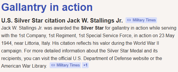 Jack W Stallings Jr. gallantry