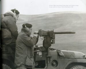 1982 - BCR (DCO) at Gun Camp, Yakima, WA, USA - Spotter WO Dave Holwill Maj Jack Drake firing GPMG C5A1 7.62 mm from an M38A1 CDN2 or CDN3 Jeep. 1982 - BCR (DCO) at Gun Camp, Yakima, WA, USA - Spotter WO Dave Holwill Maj Jack Drake firing GPMG C5A1 7.62 mm from an M38A1 CDN2 or CDN3 Jeep.