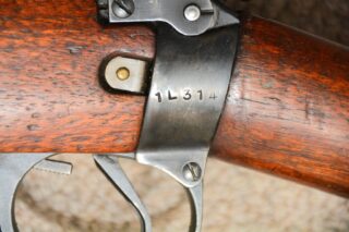 Long Branch 1941 with 1942 barrel all matching 1L314 - Left side view body socket showing serial number.