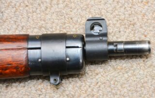 Long Branch 1941 with 1942 barrel all matching 1L314 - Rare early Long Branch "wasp waist" front sight protector and hinged upper band.