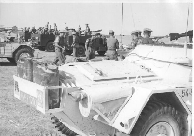 McNicholl Ferret photos – 54-82596 UNEF 1210 1209 behind and M3A1 Scout Cars