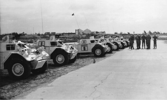 McNicholl Ferret photos – UNEF 1224 2nd from left line up white before parade